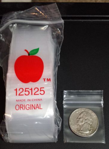 100 Clear Apple Baggies 1.25&#034; x  1.25&#034; Mini Ziplock Bags 125125