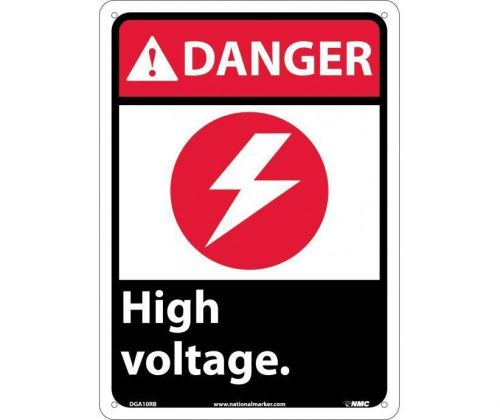 NMC DGA10RB SAFETY SIGN - &#034;Danger Hight Voltage&#034; 10&#034; X 14&#034; Rigid Plastic