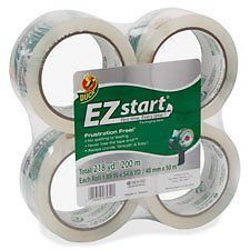 EZ Start Crystal Clear Packaging Tape - 3&#034; Core - Acrylic - Yellowing Resistant