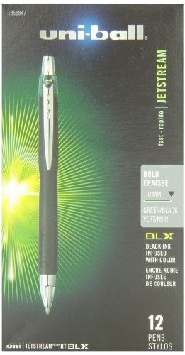 Uni-ball jetstream rt blx black ink infused with green 12 pack bold 1.0 mm for sale