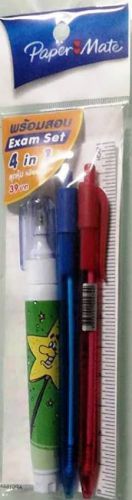 Exam set. 4 in 1(Blue pen+Red pen+Correction Pen and Ruler)