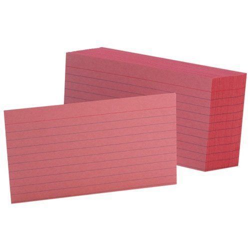 Oxford 3&#034; x 5&#034; Ruled Index Cards, Cherry, Pack of 100
