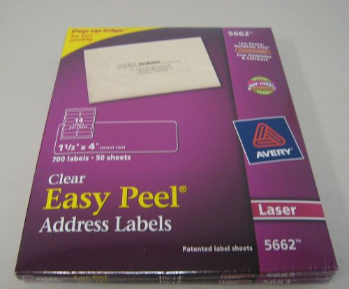 Avery Clear Laser Address Labels with Easy Peel, 1 1/3&#034; x 4&#034;, AVE 5662, 2 Pk