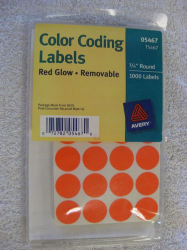 Avery Round Removable Color coding Red Glow Labels 5467 tags - FREE SHIPPING