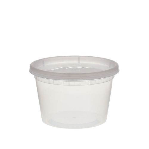 Tripak 16oz round clear deli container with lid, pack of 48 for sale
