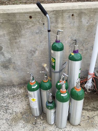 Lot of 9 Oxygen Tanks with cart LOCAL Pick Up Only WILL DELIVER LOCALLY NJ