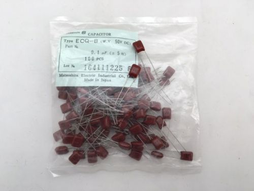 (50 pcs) ECQ-B1H104JF  Panasonic, 0.1uF 50V 5%, Polyester Film Capacitor