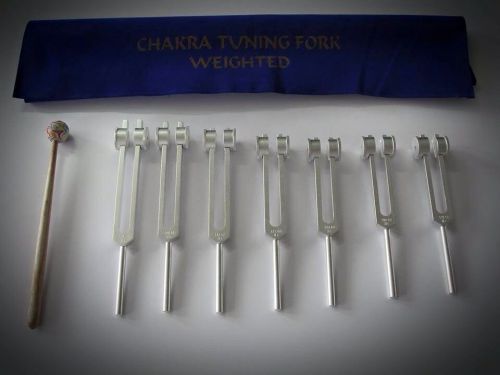 7 Chakra Healing Tuning Forks Weighted with Mallet