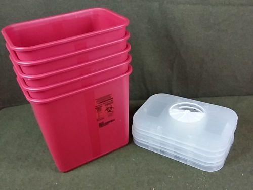 5 tyco kendall 8970 2 gallon sharps biohazard waste container tattoo needle for sale