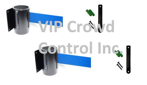 WALL MOUNT STANCHIONS, 2 PCS PACKAGE AISLEWAY 156&#034; BLUE BELT, VIP CROWD CONTROL