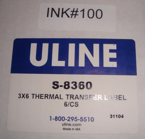 ULINE 1 CASE 3X6&#034; S-8360 6 ROLLS 1,000 EACH Industrial Thermal Transfer Label