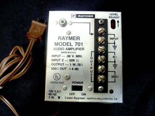 Raymer Model 701 Audio Amplifier - Tested Working