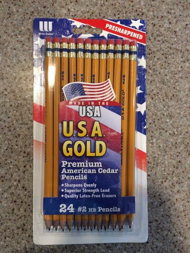 24 Pk U.S.A. Gold Premium American Cedar Presharpened #2 HB Pencils 24 Pack USA
