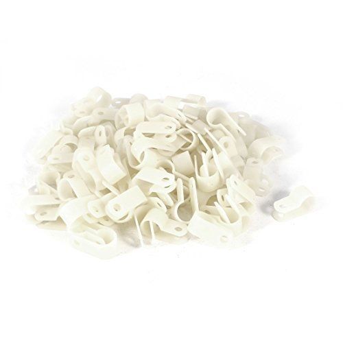 uxcell 100 Pcs Off White Plastic Clip Clamp Fastener for 10mm Cable Wire Hose