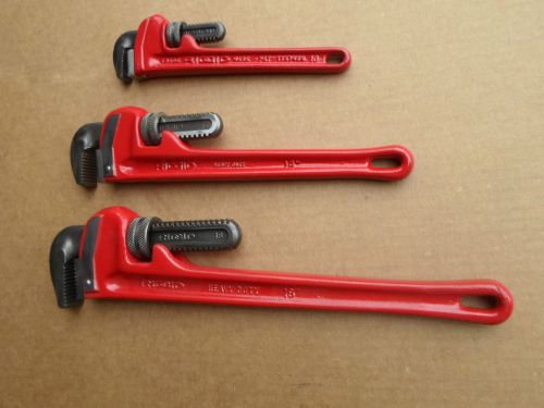 3 pc. set of Ridgid heavy duty pipe wrenches..10&#034; -- 14&#034; -- 18&#034;
