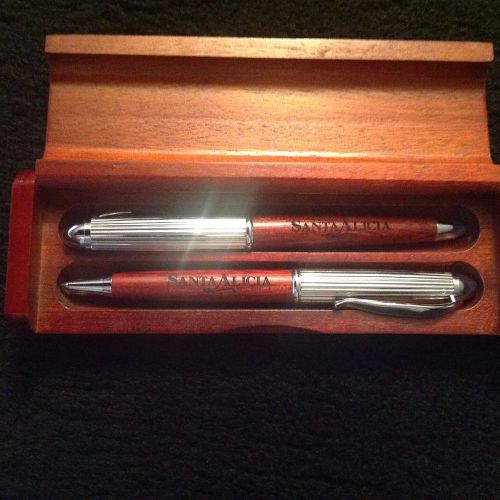 Santa Alicia Rosewood Ballpoint Pen &amp; Mechanical Pencil in Rosewood Gift Box
