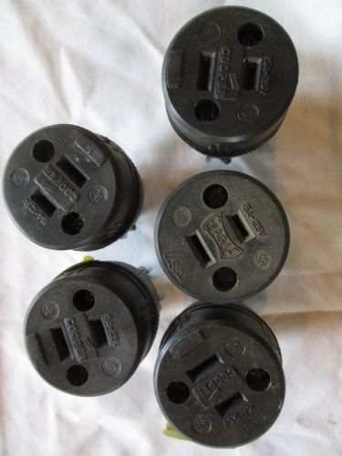 5 Cooper Wiring 15A 125V #224 Straight Blade Rubber Connectors Plugs Non Ground