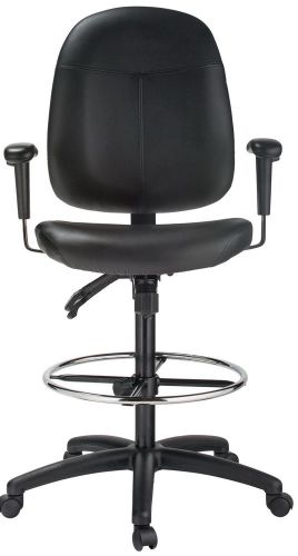 Ergonomic Full Function Drafting Chair by Harwick in Black Leather