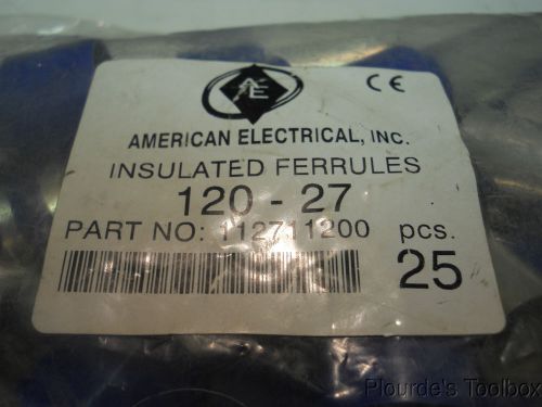 New Pk (25) American Electrical 4/0AWG Insulated Ferrules, 112711200
