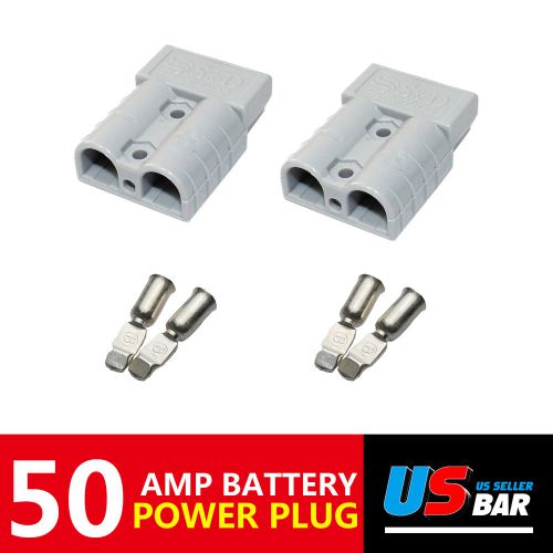 PAIR GREY POWER PLUG QUICK CONNECTOR BATTERY CHARGERS 50A 600V For Car Caravans