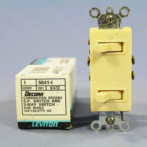 Leviton ivory decora sp/3-way double switch duplex toggle 15a 5641-i-001 boxed for sale