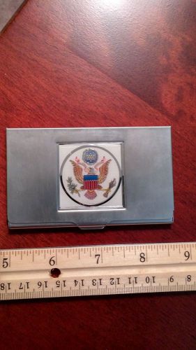 Business Card Holder, Presidential Seal, Stainless Steel