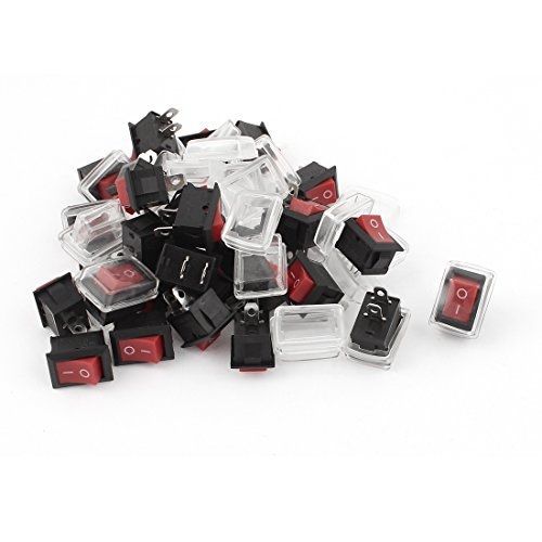 30pcs ac 125v/10a 250v/6a 2pin spst on-off rocker switches red w cover for sale