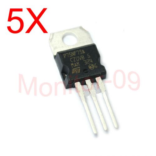 5PCS N-channel MOS-FET P75NF75 75N75 75V 80A TO-220 -NEW-