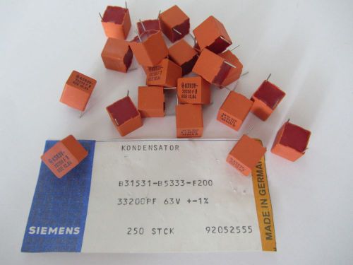 SIEMENS  Qty12  KS Polystyrene Styroflex capacitors  63V 0.0332UF 1% 33nf  NOS