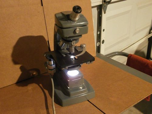 B&amp;L Bausch &amp; Lomb Illuminated Monocular Microscope,100X-970X with 3 objectives