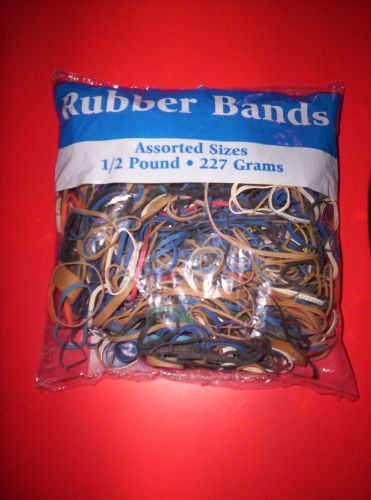 1/2 Pound Rubber Bands Assorted Sizes &amp; Colors Business Office &amp; School USA Made
