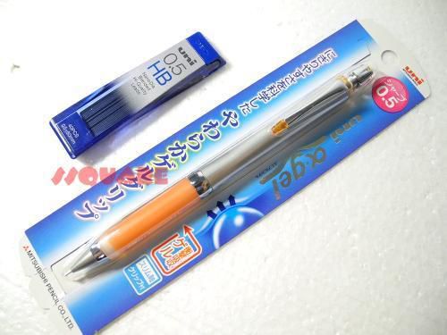 Uni-ball alpha gel slim mechanical pencil + 40 pencil leads, orange for sale