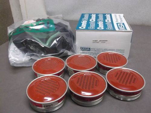 Msa green medium size comfo classic respirator and 6 type h cartridges - new!!! for sale
