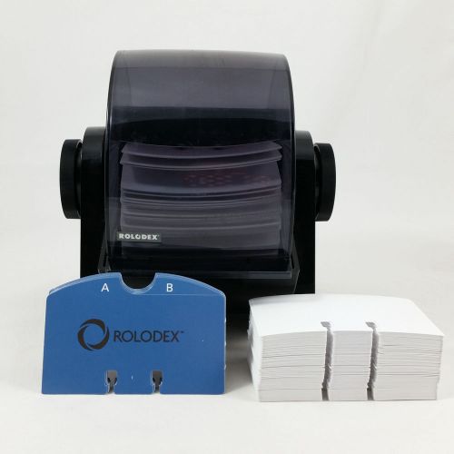 Covered Rotary Rolodex File Model DRF-24C Smoked A-Z Letters 500 Blank Cards