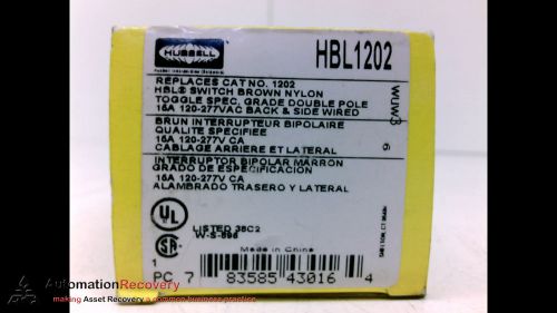 HUBBELL HBL1202 SWITCH WIRING DEVICE, 120-277VAC, 16A, NEW