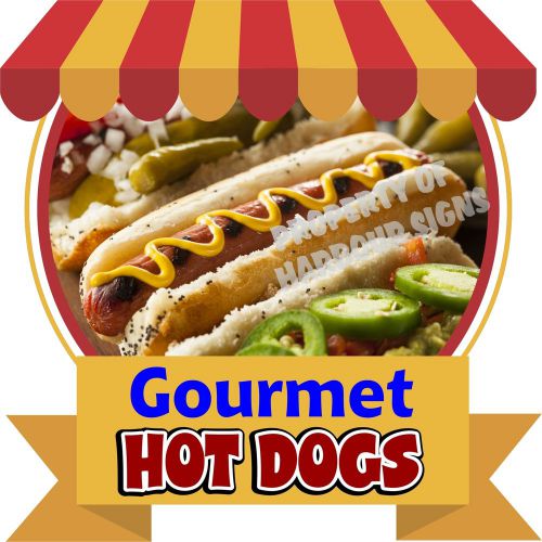 Gourmet Hot Dogs Decal 14&#034; Food Truck Concession Restaurant Catering Vinyl Memu