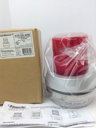 Nib edwards signaling security 51r-g5-20w red adaptabeacon flashing light horn for sale