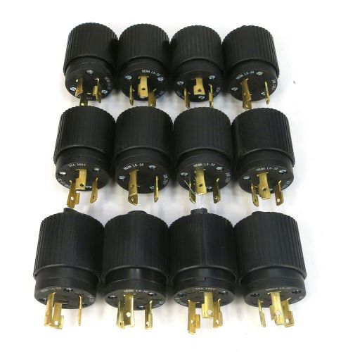 Lot of 12  hubbell 30a, 250v ac nema l6-30 male plugs __ free shipping for sale