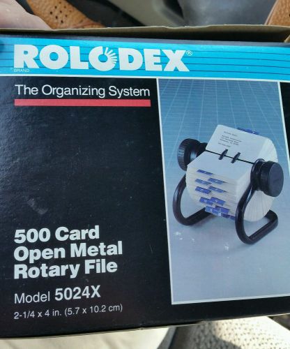 Vintage ROLODEX 5024X Tubular Metal Base Rotary Card File 500 card Black