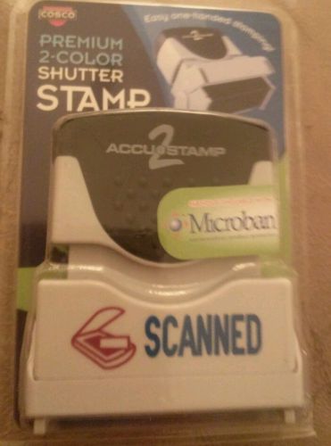 Cosco Microban Premium 2 Color Shutter Stamp &#034;SCANNED&#034; FREE Shipping NEW