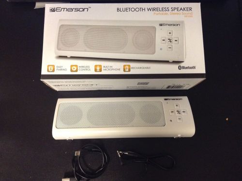 Emerson Bluetooth Wireless Speaker EBT1000 White *WORKS* Read. 546