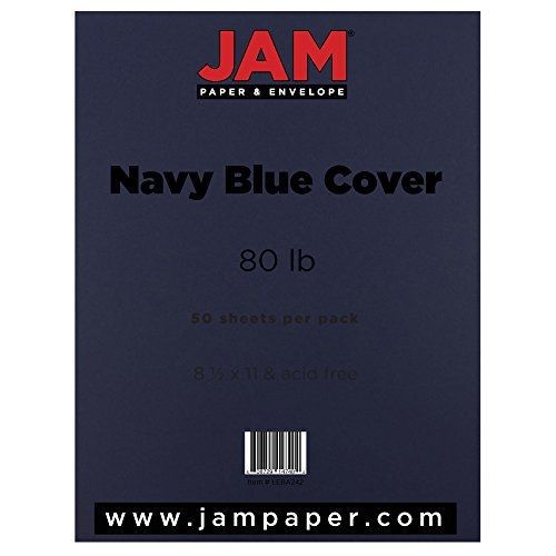 Jam paper? 8 1/2 x 11 cardstock - 80 lb navy blue cover - 50 sheets per pack for sale