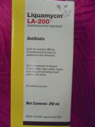 Liquamycin LA-200 Antibiotic Zoetis 250 ml for treatment of CATTLE exp 03/16