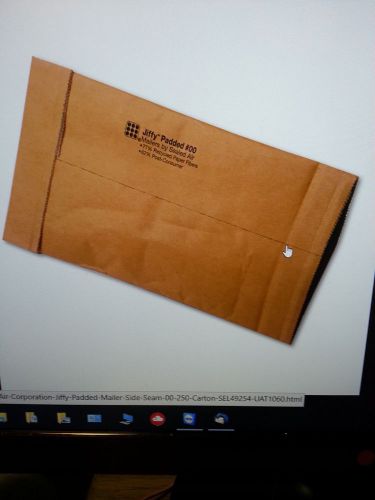 JIFFY PADDED MAILER NO. 00  5&#034; X 10&#034;   250 PER CASE  GIVEAWAY PRICE FROM PATCO