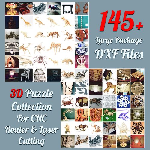 3D PUZZLE MORE THAN 145+ DXF files COLLECTION for CNC ROUTER &amp; LASER CUTTING
