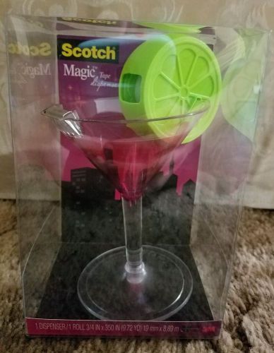 Scotch Magic Tape Dispenser Martini Glass Cosmo Design + 1 Roll of Magic Tape