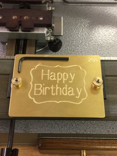 HAPPY BIRTHDAY IN SCROLL FRAME BRASS ENGRAVING PLATE FOR NEW HERMES FONT TRAY