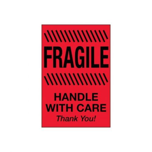 Tape Logic Labels &#034;Fragile - Handle With Care&#034; 2&#034;x3&#034; Fluorescent Red 500/Roll