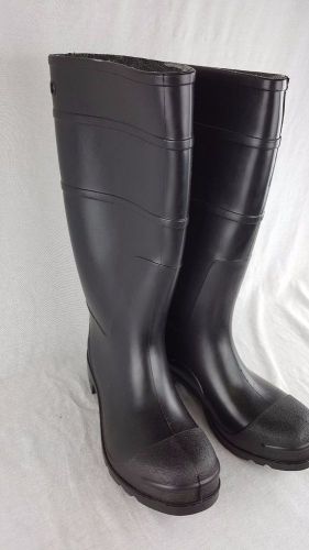 Industrial Knee Rubber (PVC)  Boots, 16&#034;  Plain Toe, Size 8, Black,  Pair