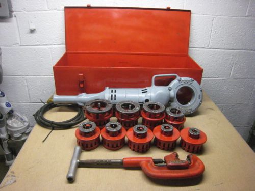 RIDGID 700 PIPE THREADER THREADING MACHINE WITH 9 DIES AND CUTTER FREE SHIPPING